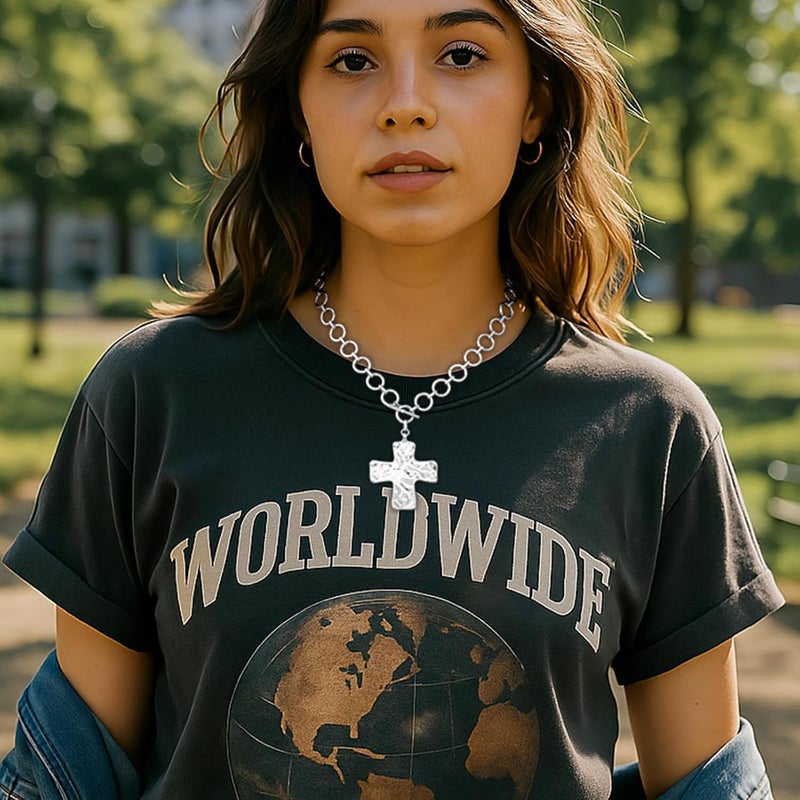 Poxtex Cross Necklace for Women Girls, Dainty 14K Gold Silver Plated Cross Choker Pendant Jewelry Non Tarnish Waterproof Trendy Cute Simple Small Necklace Easter Christian Baptism Religious Faith Jewelry Gifts - Image 2